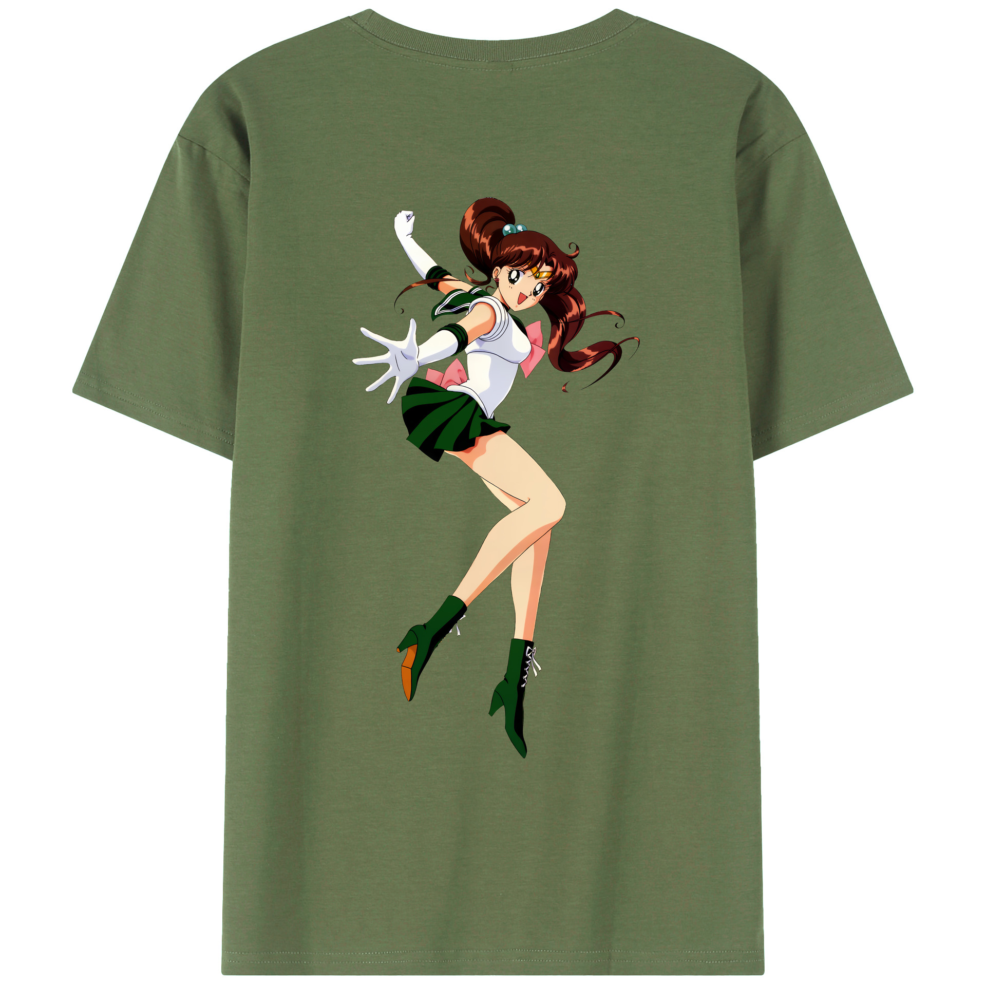 （画像用） 美少女戦士セーラームーン 木野 まこと きの まこと Sailor Moon Kino Makoto （セーラージュピター；Sailor Jupiter） 綿100％ メンズ半袖Tシャツ（バックプリント） 通気性